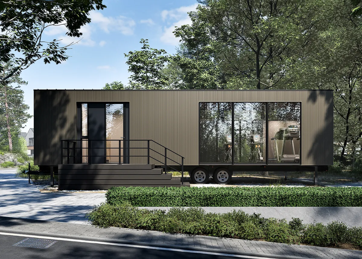 画像：ジムタイプのトレーラーハウスCG図