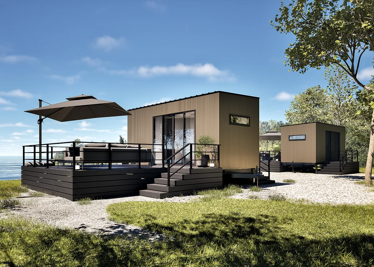 画像:宿泊施設タイプのトレーラーハウスCG図