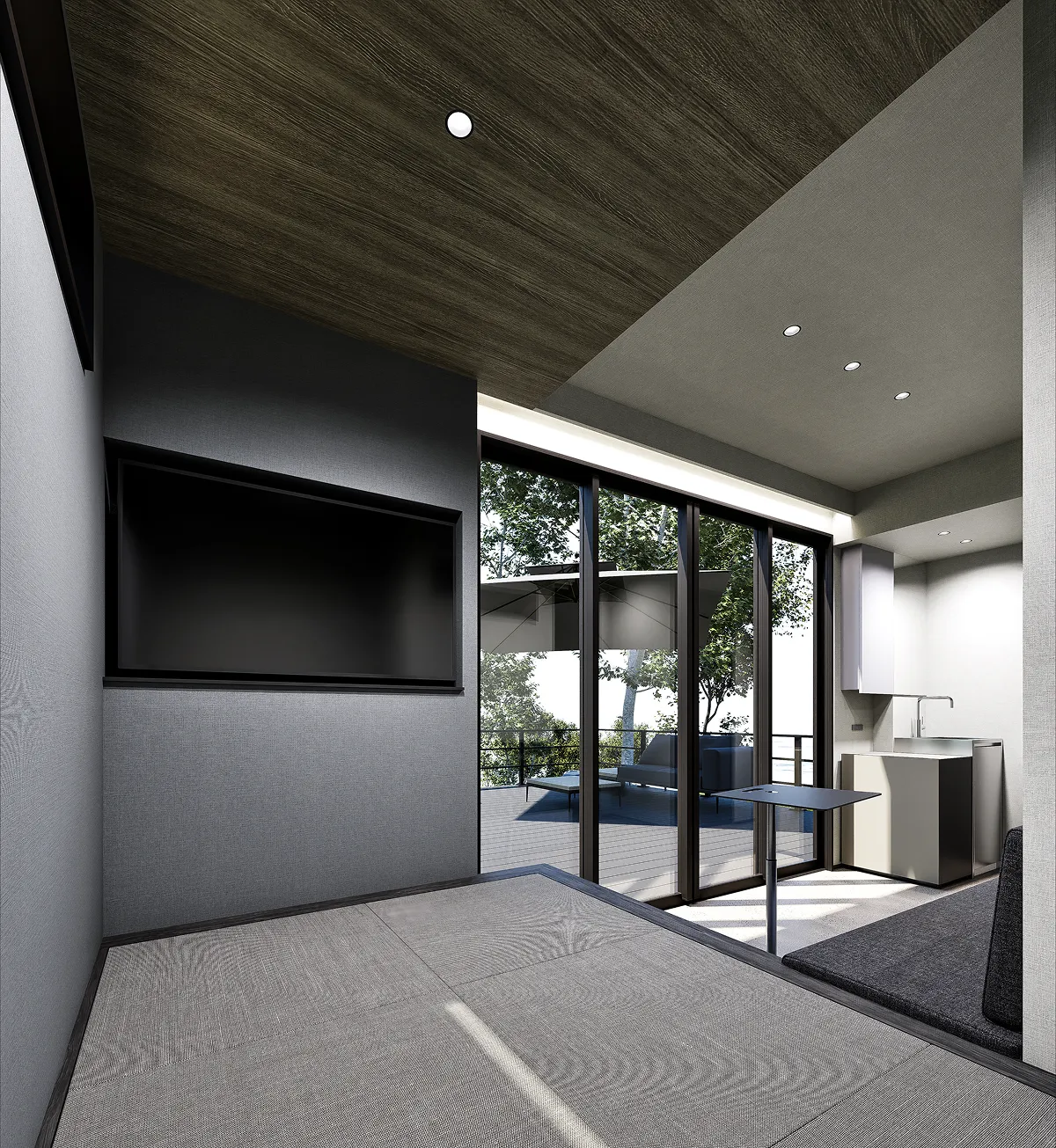 画像:宿泊施設タイプのトレーラーハウスCG図