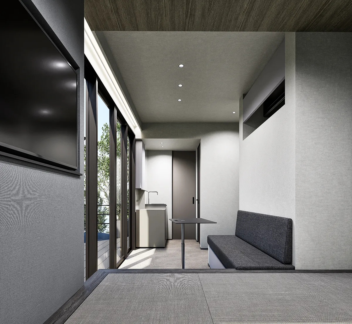 画像:宿泊施設タイプのトレーラーハウスCG図