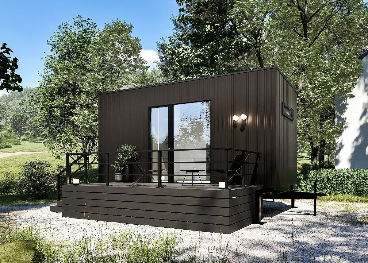 画像:住居タイプのトレーラーハウスCG図