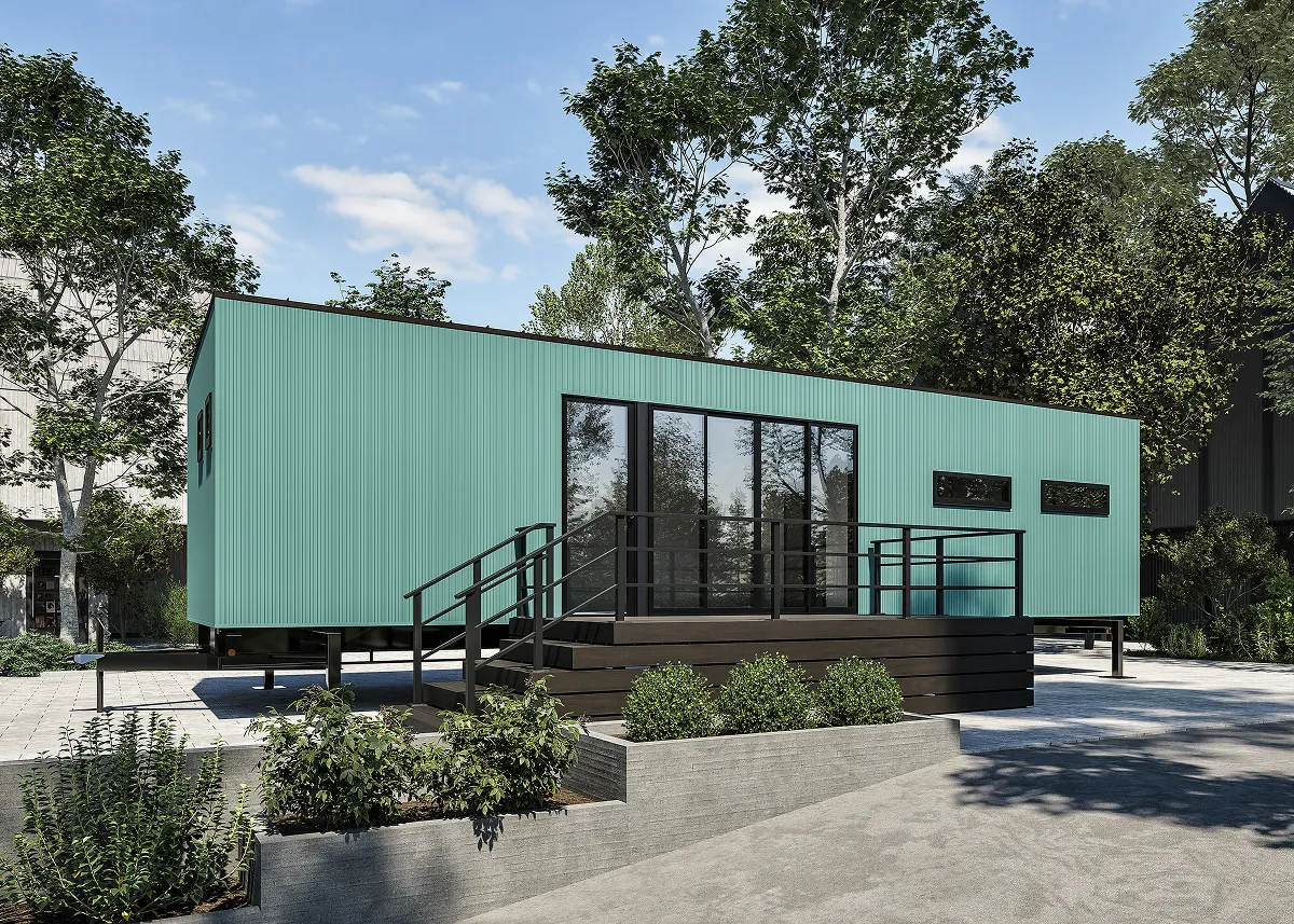 画像:休憩所タイプのトレーラーハウスCG図