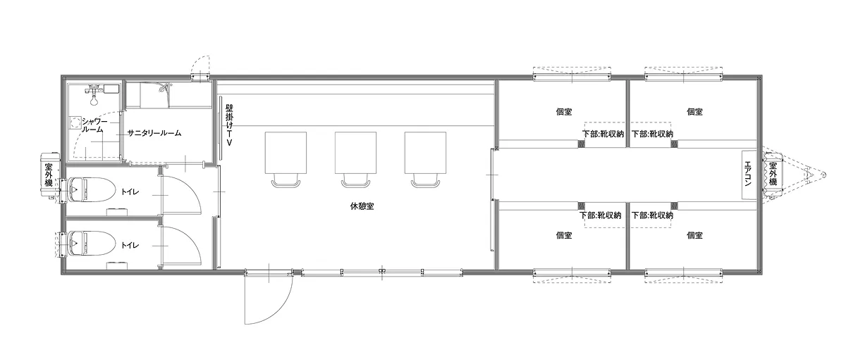 画像:休憩所タイプのトレーラーハウス間取り図