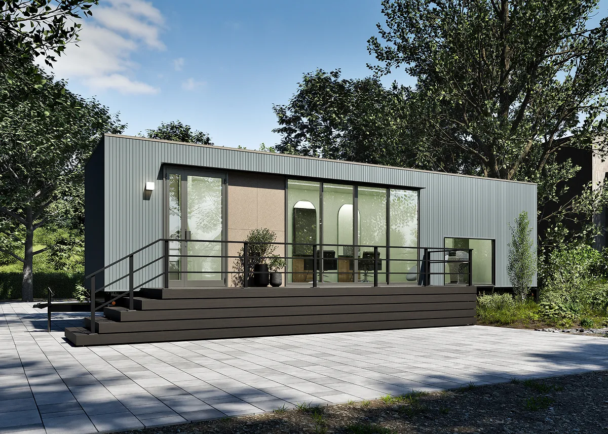 画像:サロンタイプのトレーラーハウスCG図