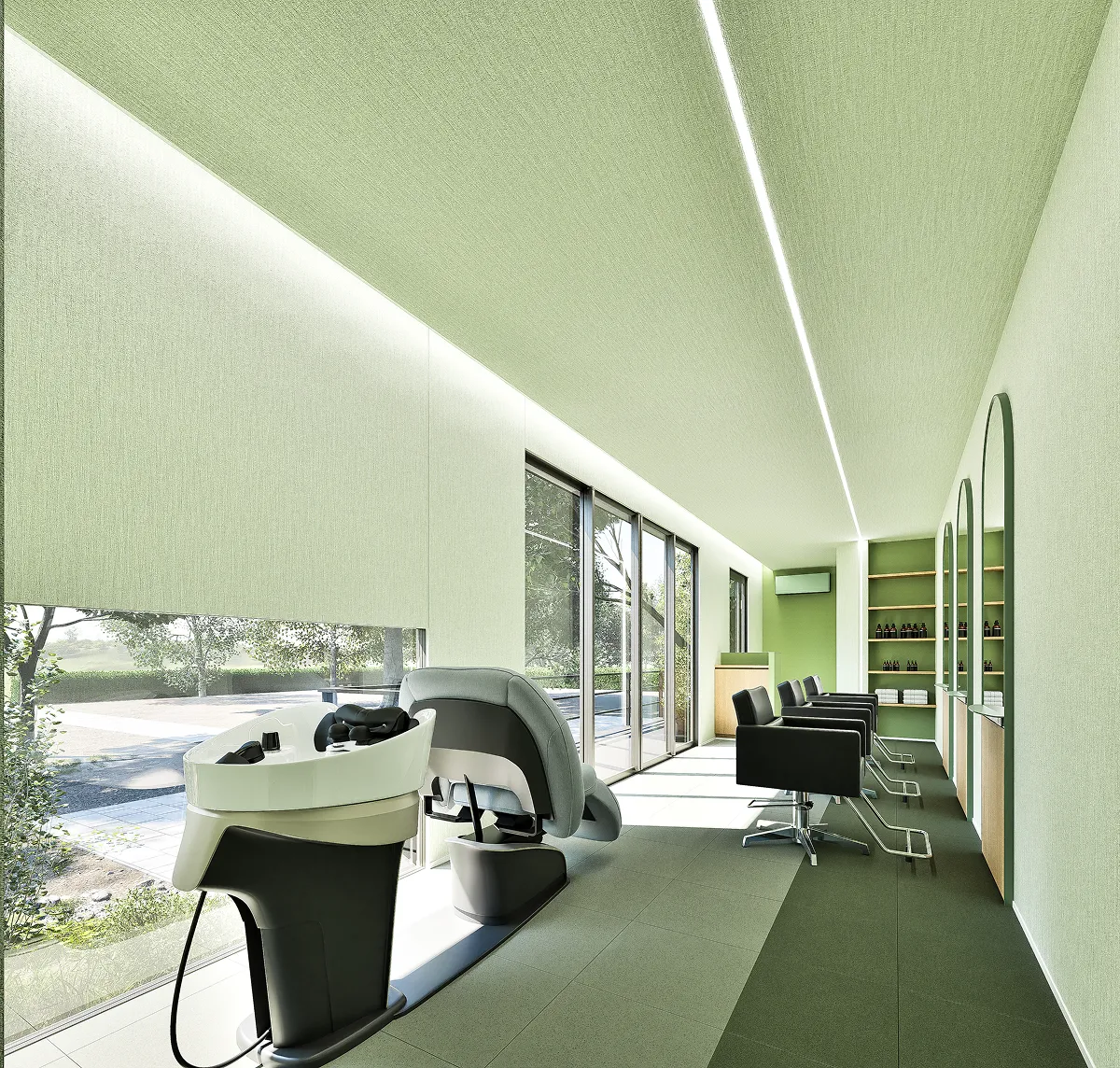 画像:サロンタイプのトレーラーハウスCG図