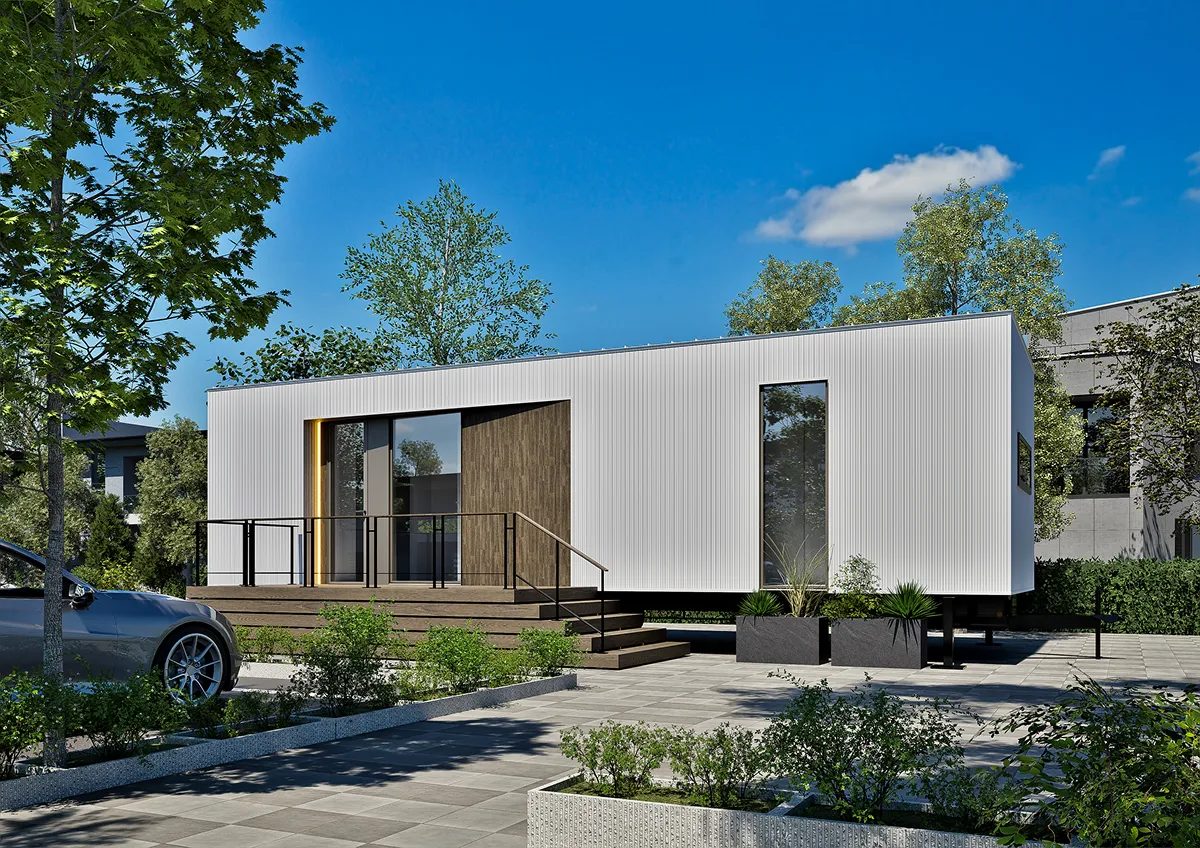 画像：サロンタイプのトレーラーハウスCG図