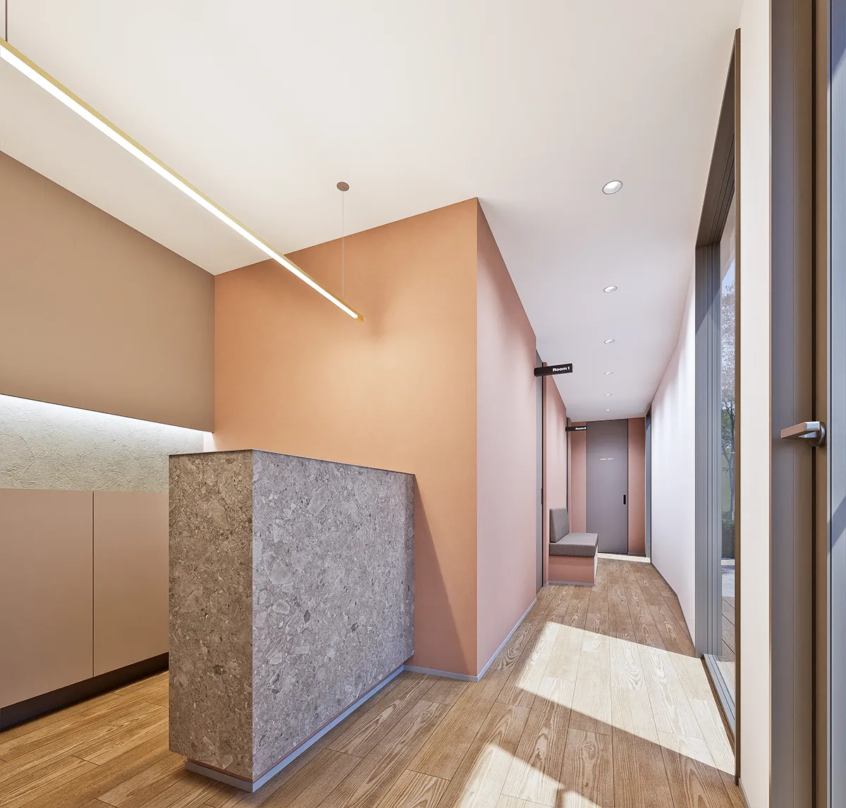 画像：サロンタイプのトレーラーハウスCG図