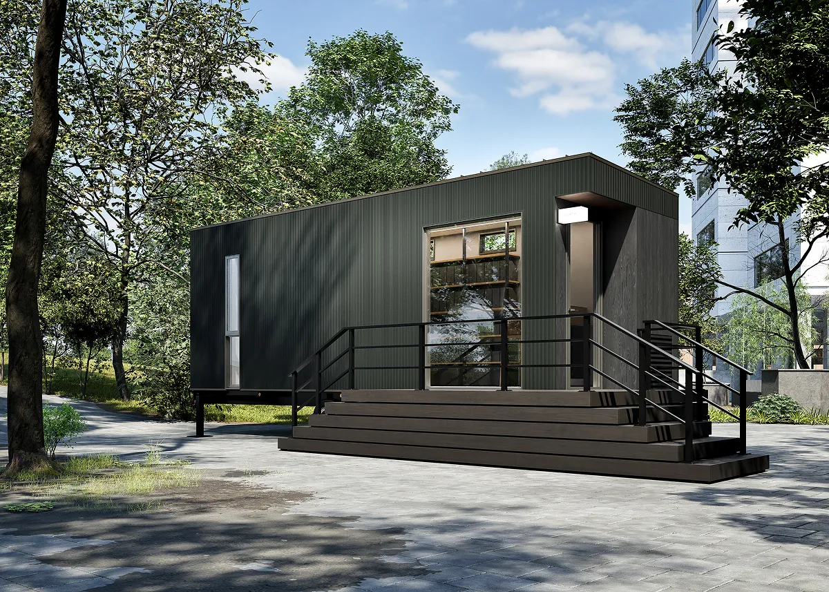 画像:物販店タイプのトレーラーハウスCG図